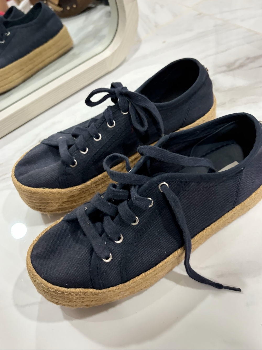 Steve Madden Navy Canvas Espadrille Platform Sneakers